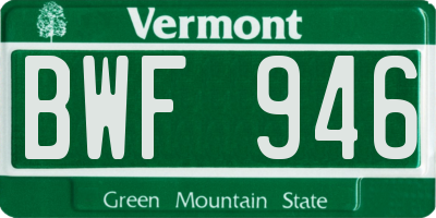 VT license plate BWF946