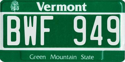 VT license plate BWF949