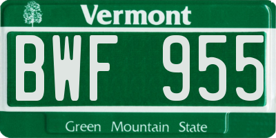 VT license plate BWF955