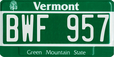 VT license plate BWF957