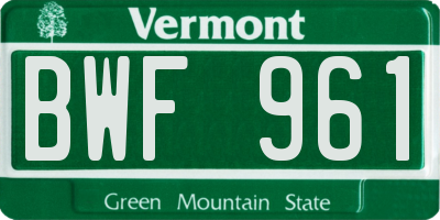 VT license plate BWF961