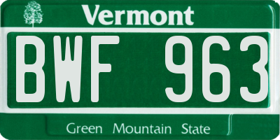 VT license plate BWF963