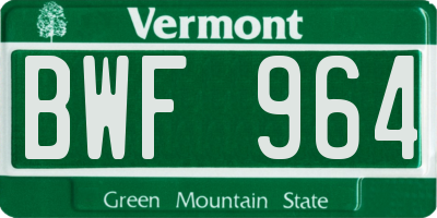 VT license plate BWF964