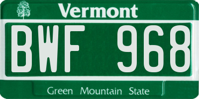 VT license plate BWF968