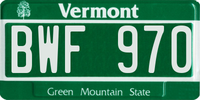 VT license plate BWF970