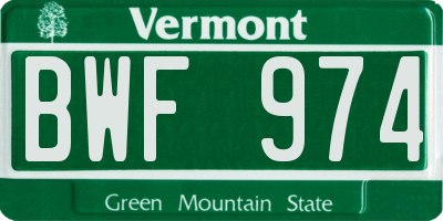 VT license plate BWF974