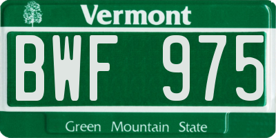 VT license plate BWF975