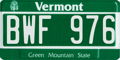 VT license plate BWF976