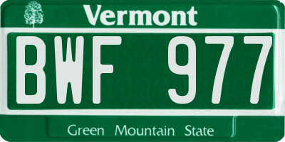 VT license plate BWF977