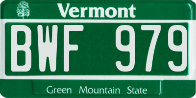 VT license plate BWF979