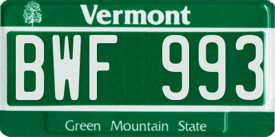VT license plate BWF993