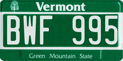 VT license plate BWF995