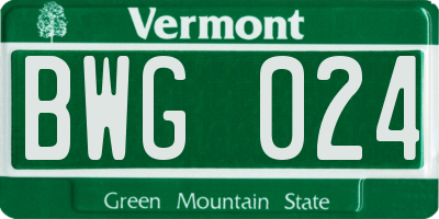 VT license plate BWG024