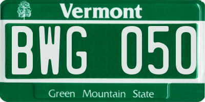 VT license plate BWG050
