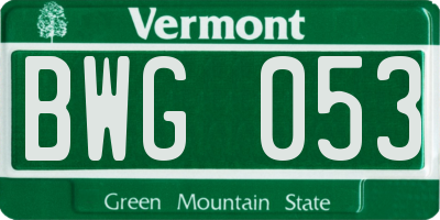 VT license plate BWG053
