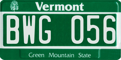 VT license plate BWG056