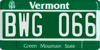 VT license plate BWG066