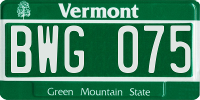 VT license plate BWG075