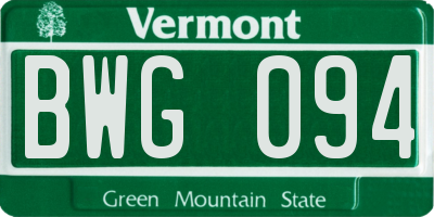 VT license plate BWG094