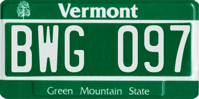 VT license plate BWG097