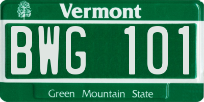 VT license plate BWG101