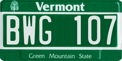 VT license plate BWG107