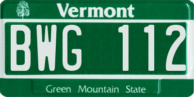 VT license plate BWG112