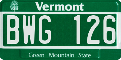 VT license plate BWG126