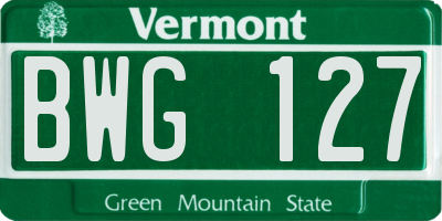 VT license plate BWG127