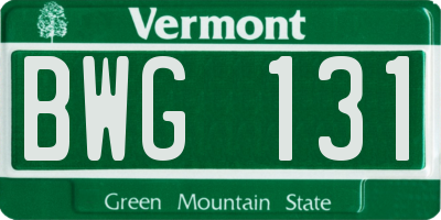VT license plate BWG131