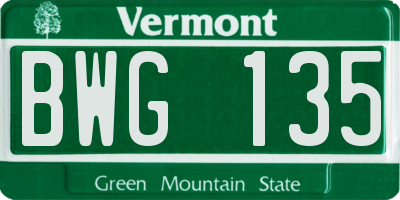 VT license plate BWG135