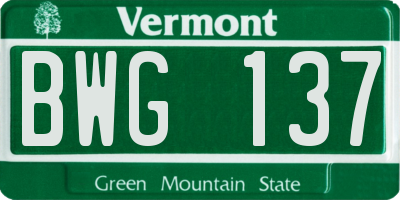 VT license plate BWG137