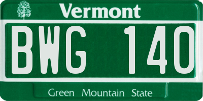 VT license plate BWG140