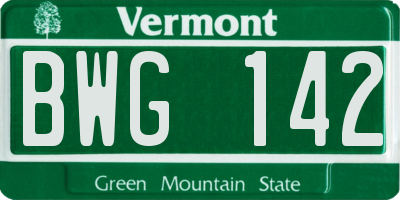 VT license plate BWG142