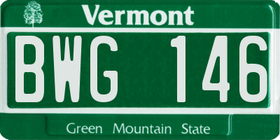 VT license plate BWG146