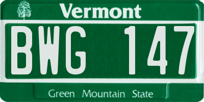 VT license plate BWG147