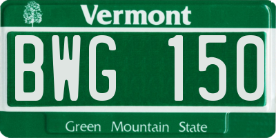 VT license plate BWG150