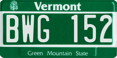 VT license plate BWG152