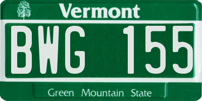 VT license plate BWG155