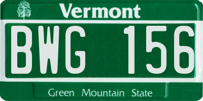 VT license plate BWG156