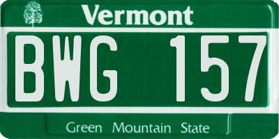 VT license plate BWG157