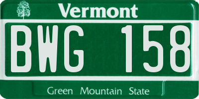 VT license plate BWG158