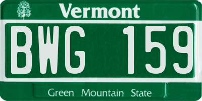 VT license plate BWG159