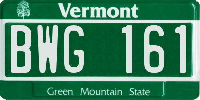 VT license plate BWG161