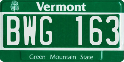 VT license plate BWG163
