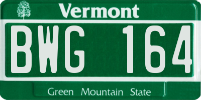 VT license plate BWG164