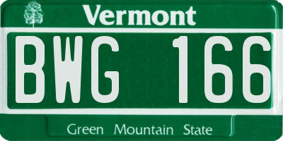 VT license plate BWG166