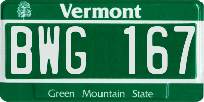 VT license plate BWG167