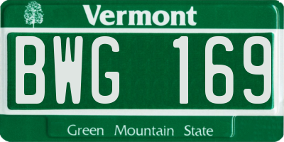 VT license plate BWG169