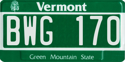 VT license plate BWG170